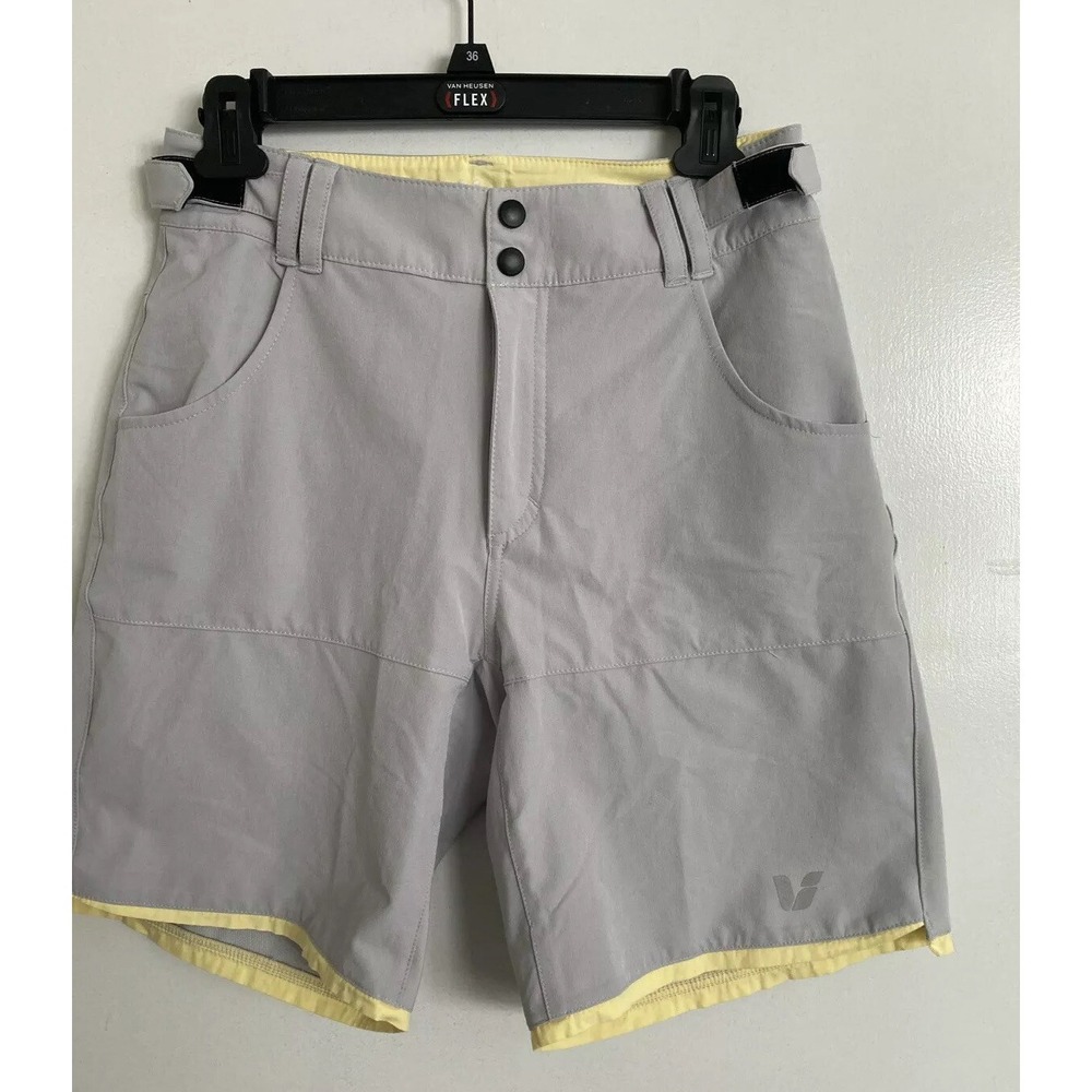 Liv Women's Shorts Gray Small Adjustable Waist Yellow Trim #834